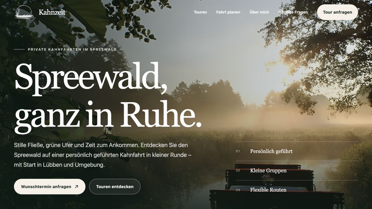 Startseite der Website Kahnzeit