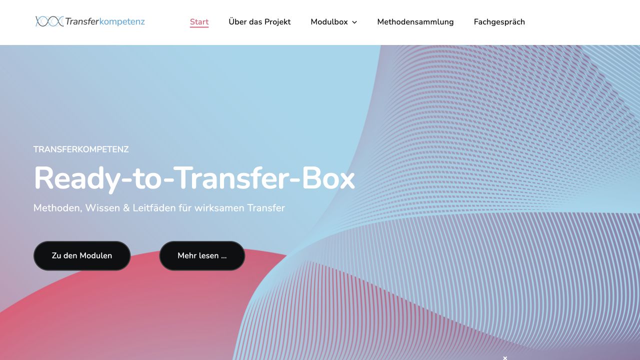 Startseite der Website Ready-to-Transfer